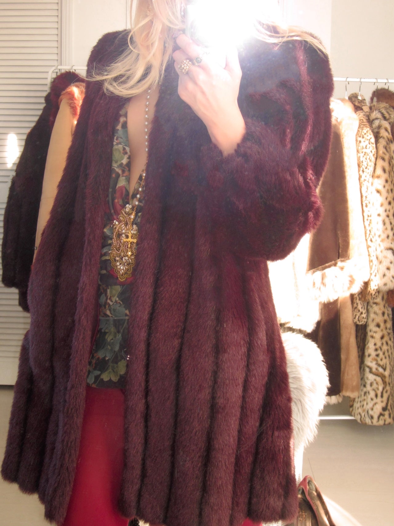 Vintage Plum royal faux fur midi coat
