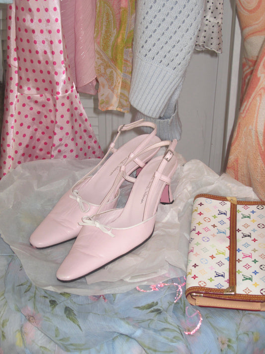 Vintage Italian baby pink leather mule
