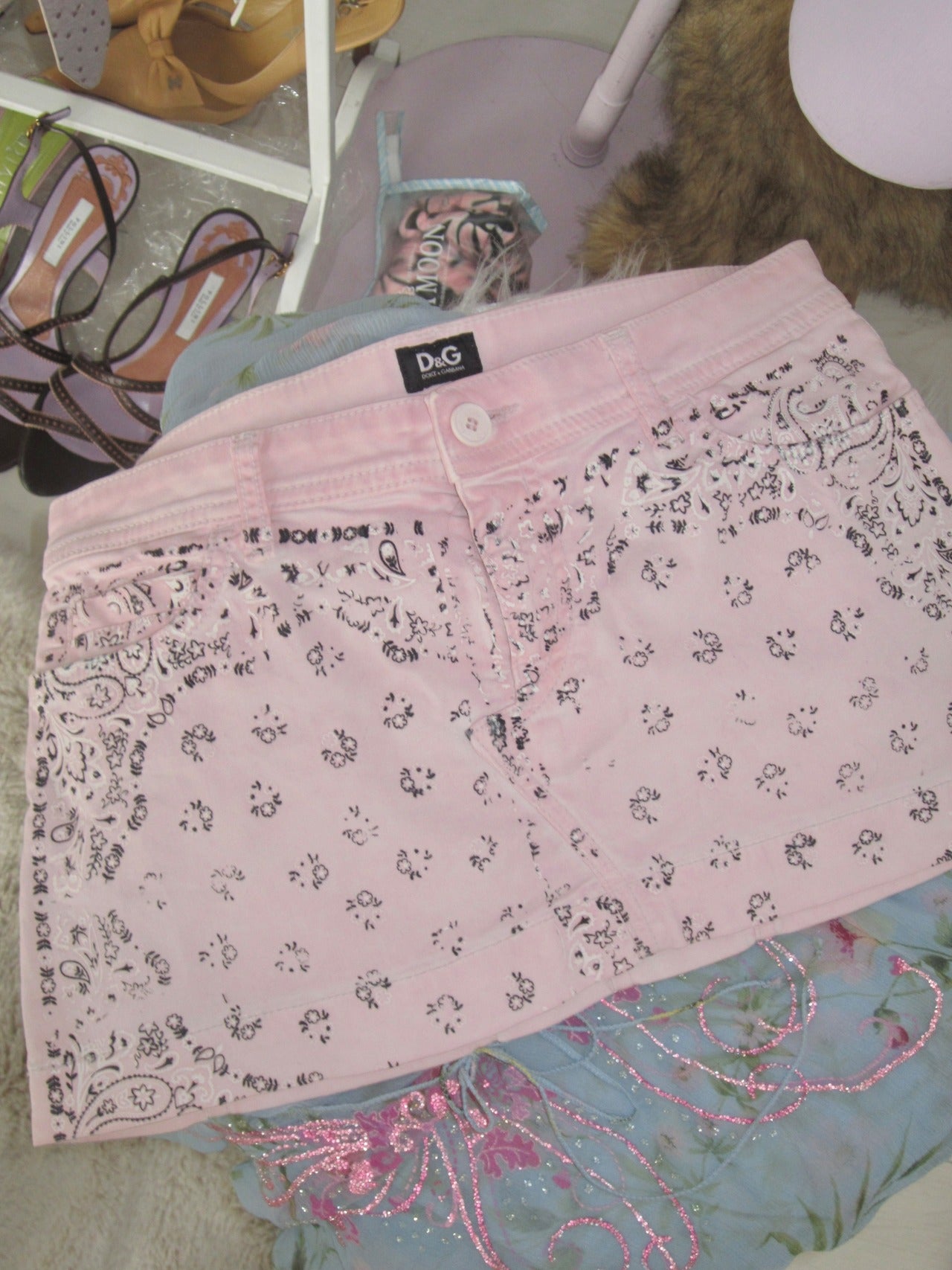 Cotton candy Dolce&gabbana mini denim skirt