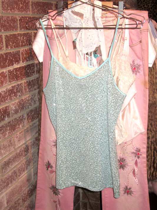 00s US Aqua sequin tank
