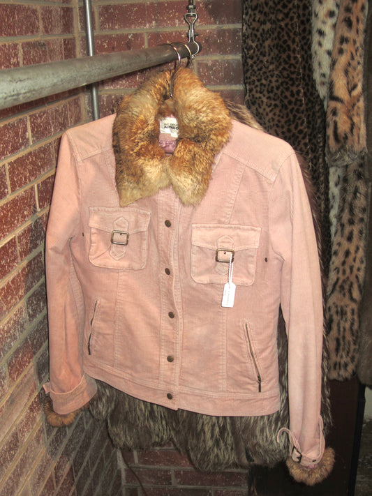00s dusty pink fur jacket