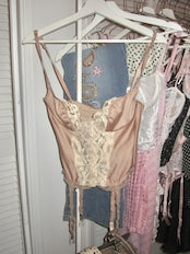 Vintage 80s Lady Marlene Sexy Satin Lace Bustier Corset