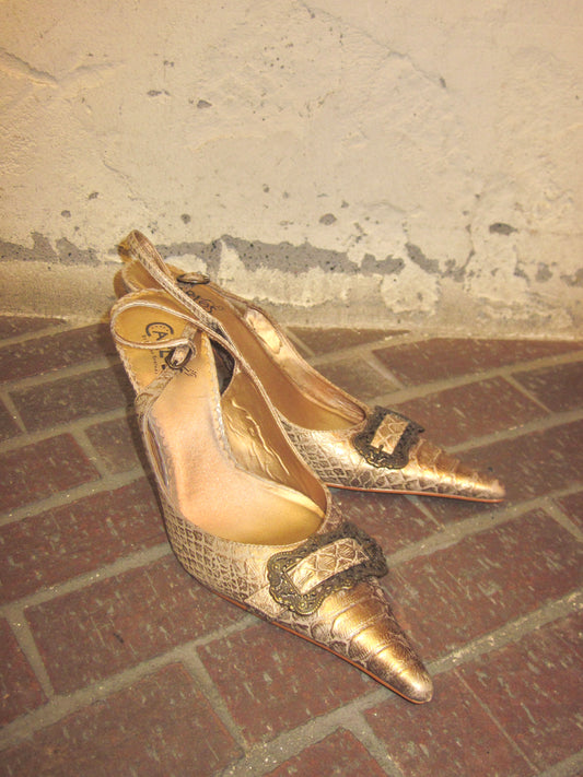 Y2K Blonde leather heel