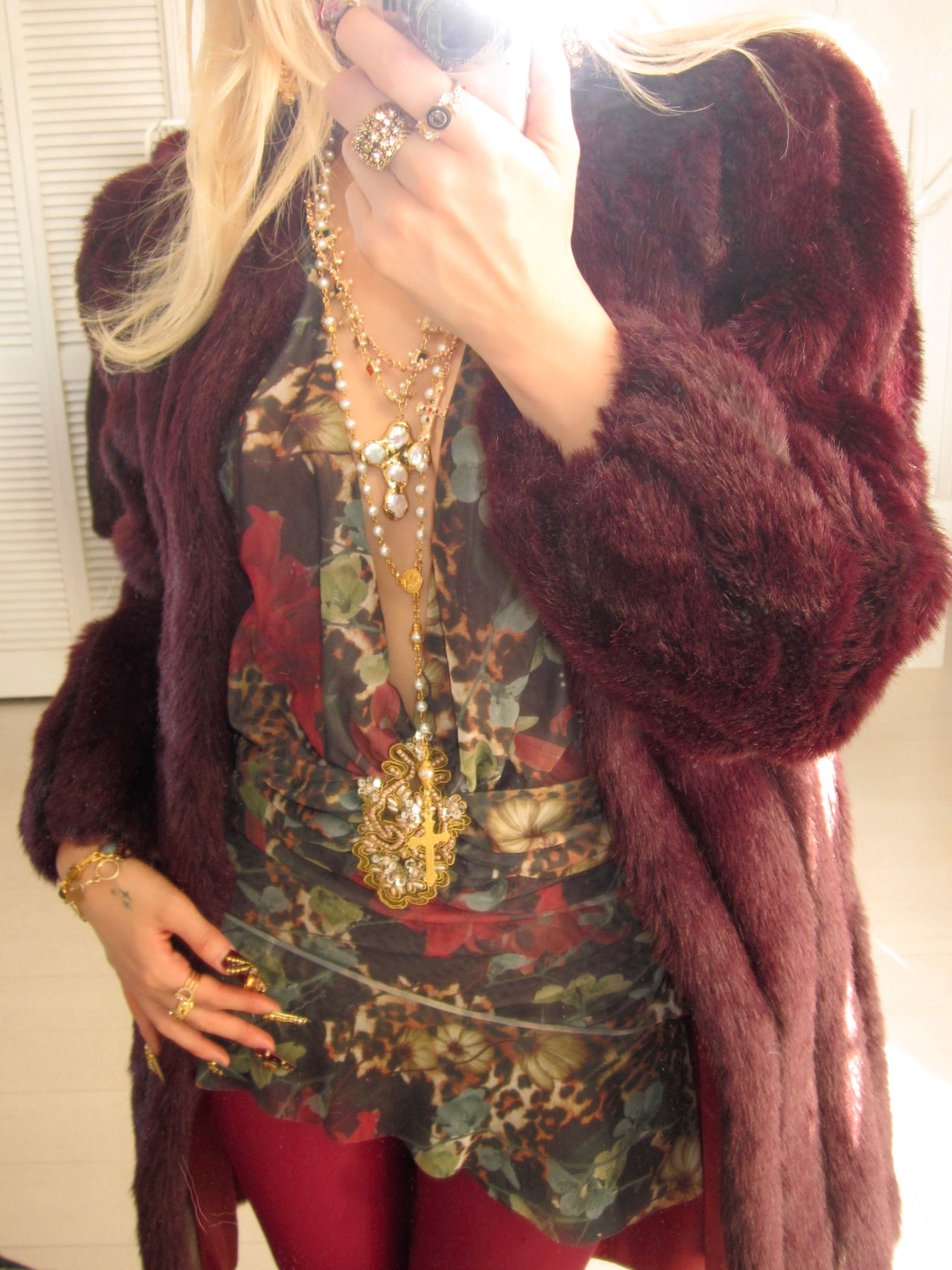 Vintage Plum royal faux fur midi coat
