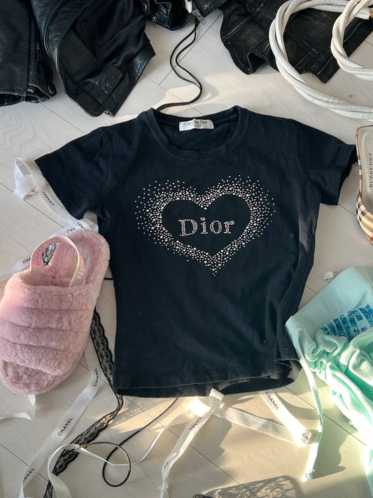 Vintage Dior pink & pink rhinestone tee