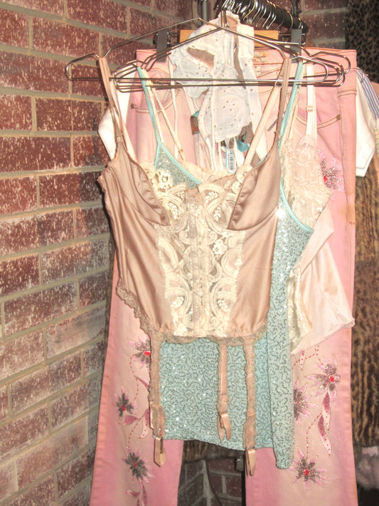 Vintage 80s Lady Marlene Sexy Satin Lace corset