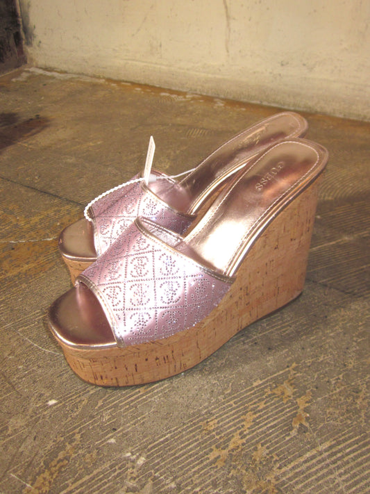 00s guess glitter metallic wedge sole