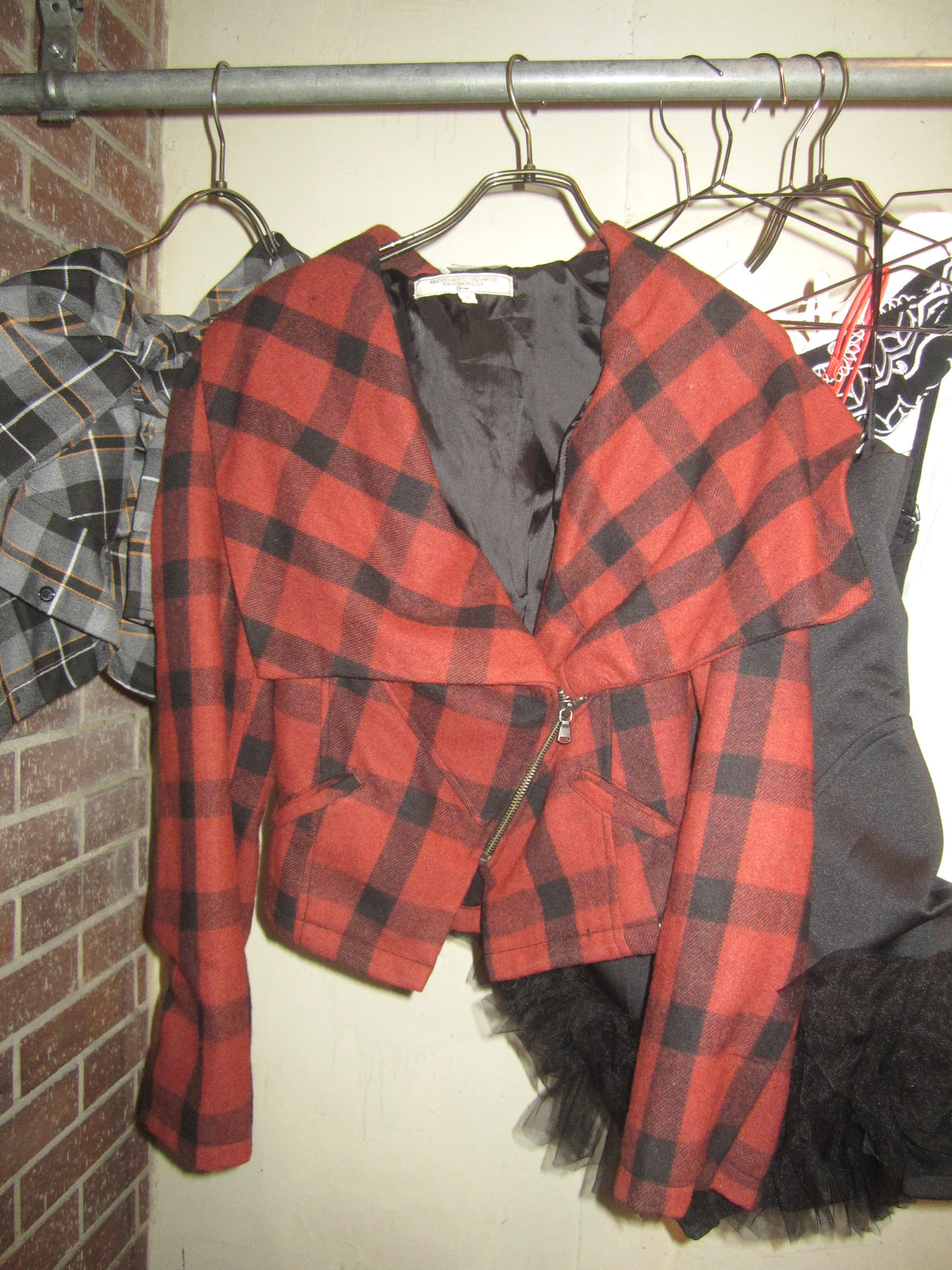 Ruby Plaid Zip Top