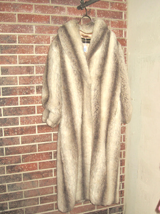 Vintage Monterey cream latte long faux fur coat