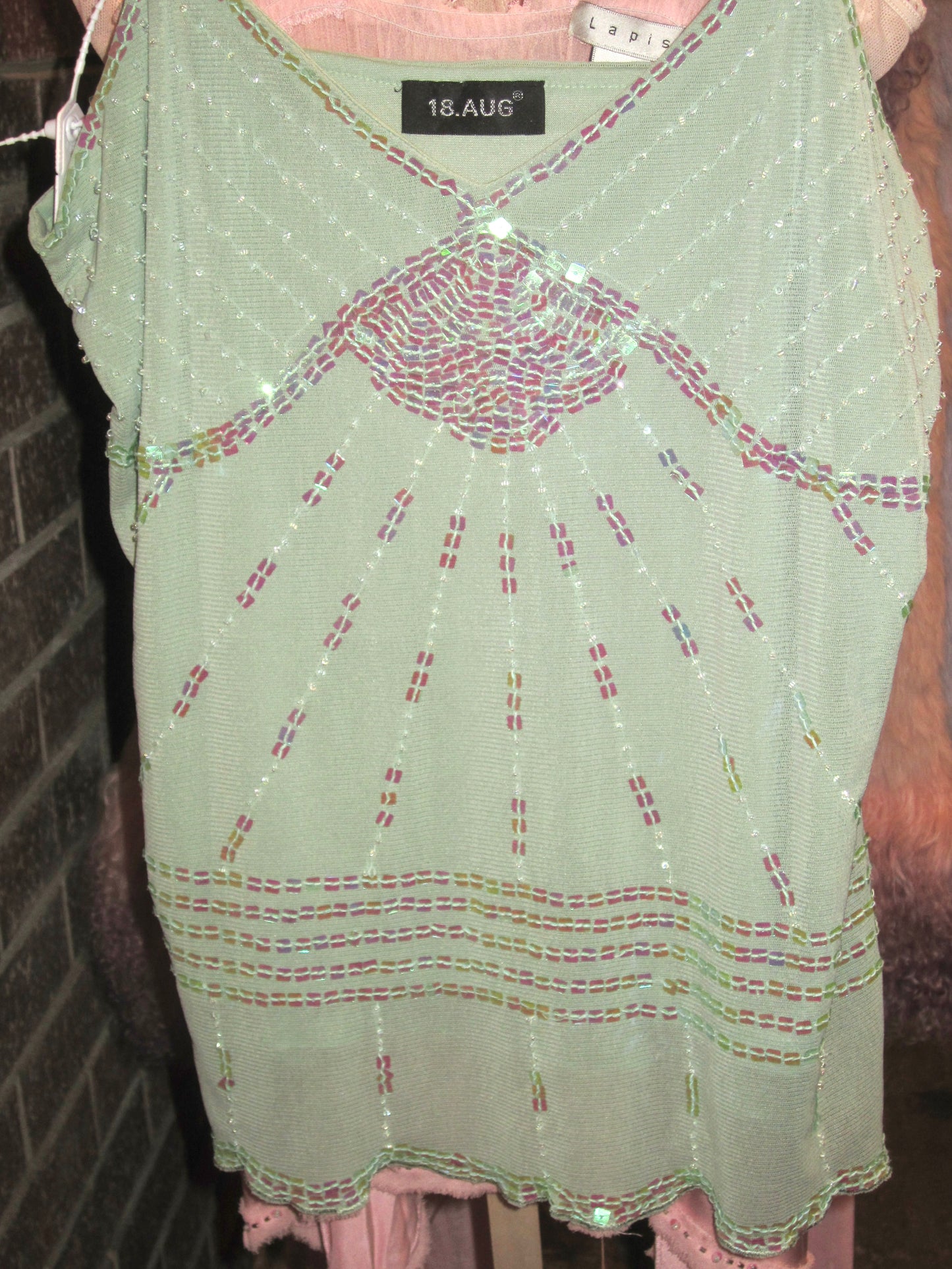 vintage y2k green sequin cami