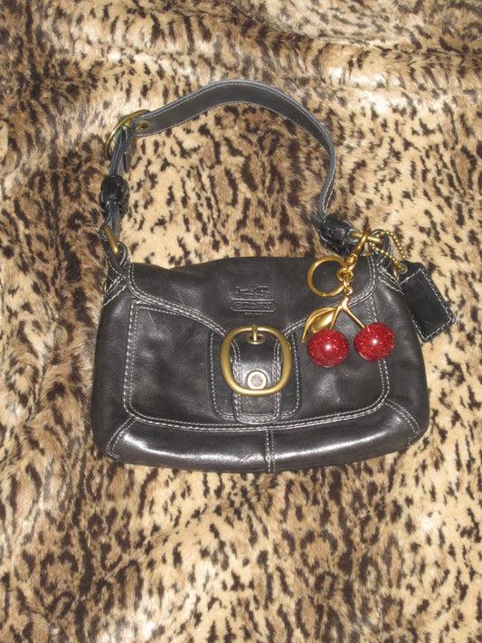 Old coach leather black bag
