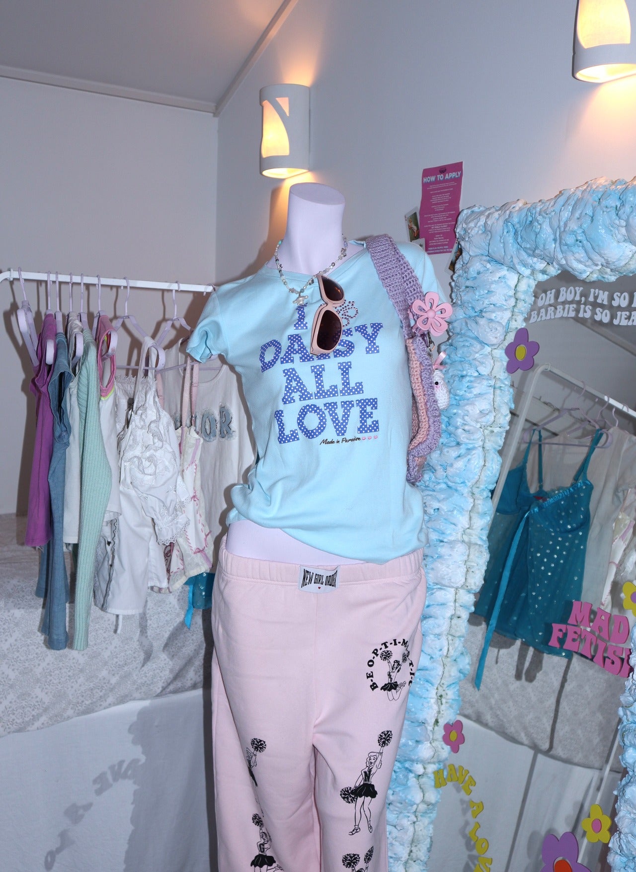 Y2K DAISY LOVERS baby blue tee