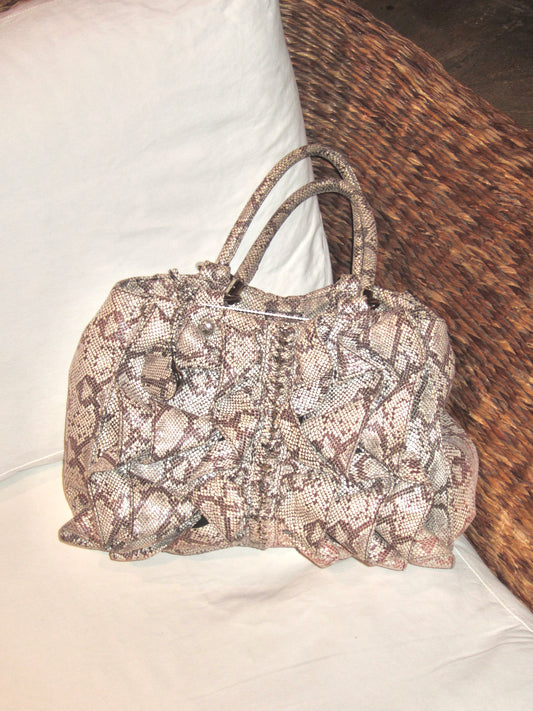 Y2K bebe python ruffle ribbon bag
