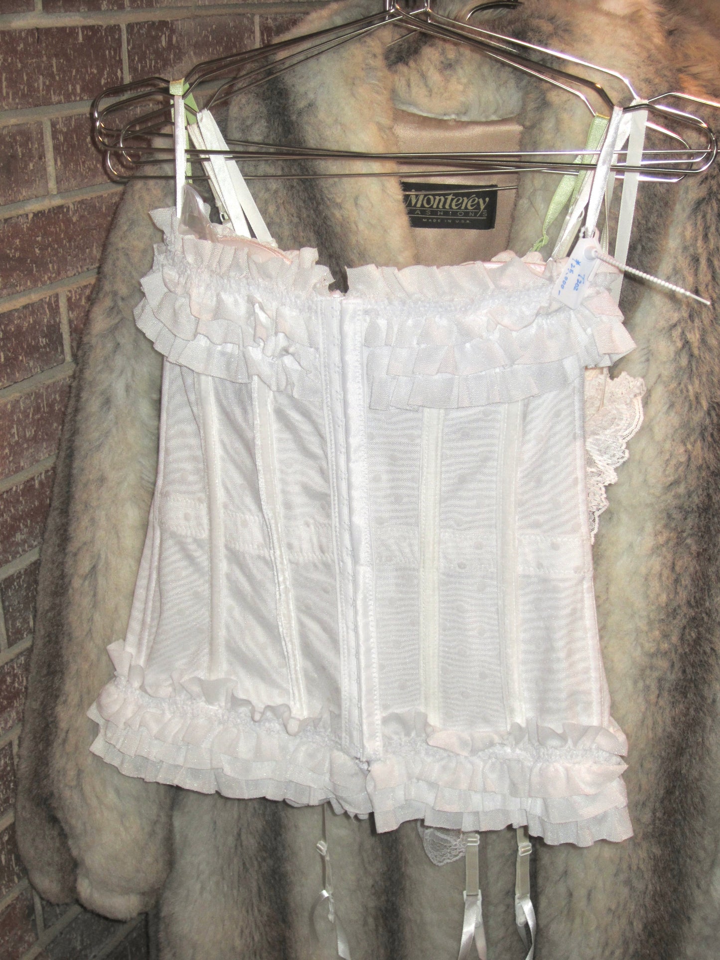 Y2K deadstock coquette polka dot mesh corset