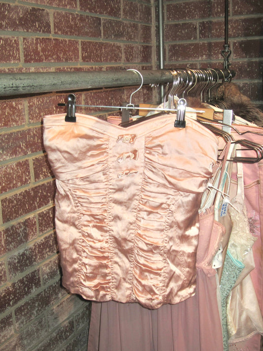pink satin bebe corset top
