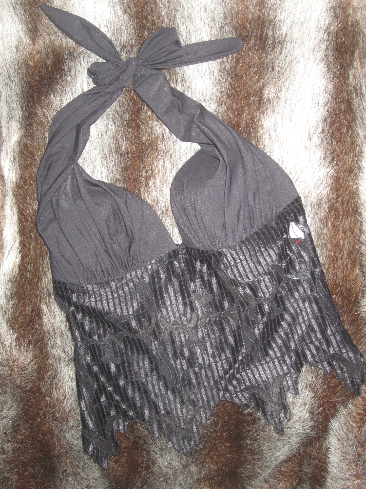 RAVAGE French Vintage noir luxury halter & strings SET