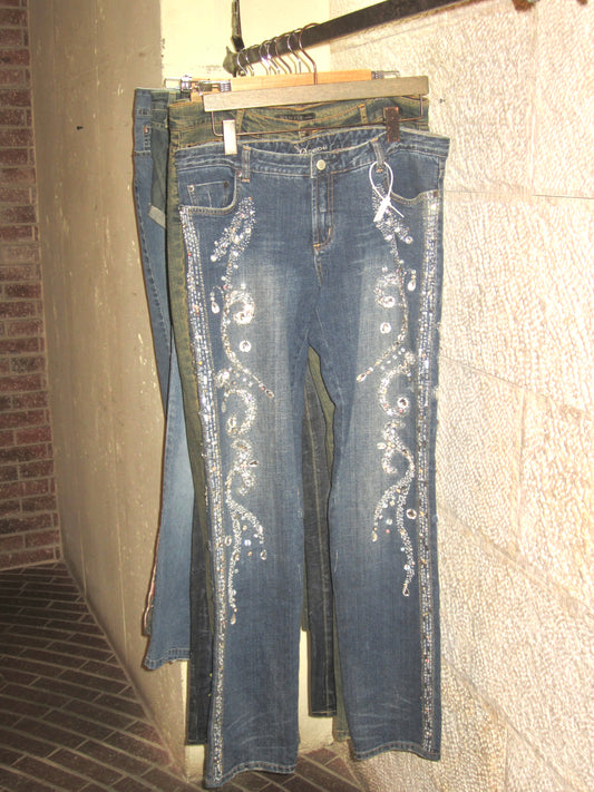 00s Swarovski diamonds snow denim