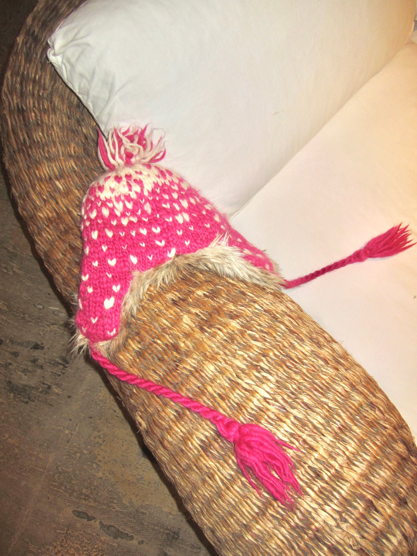 American vintage knit fur trapper hat