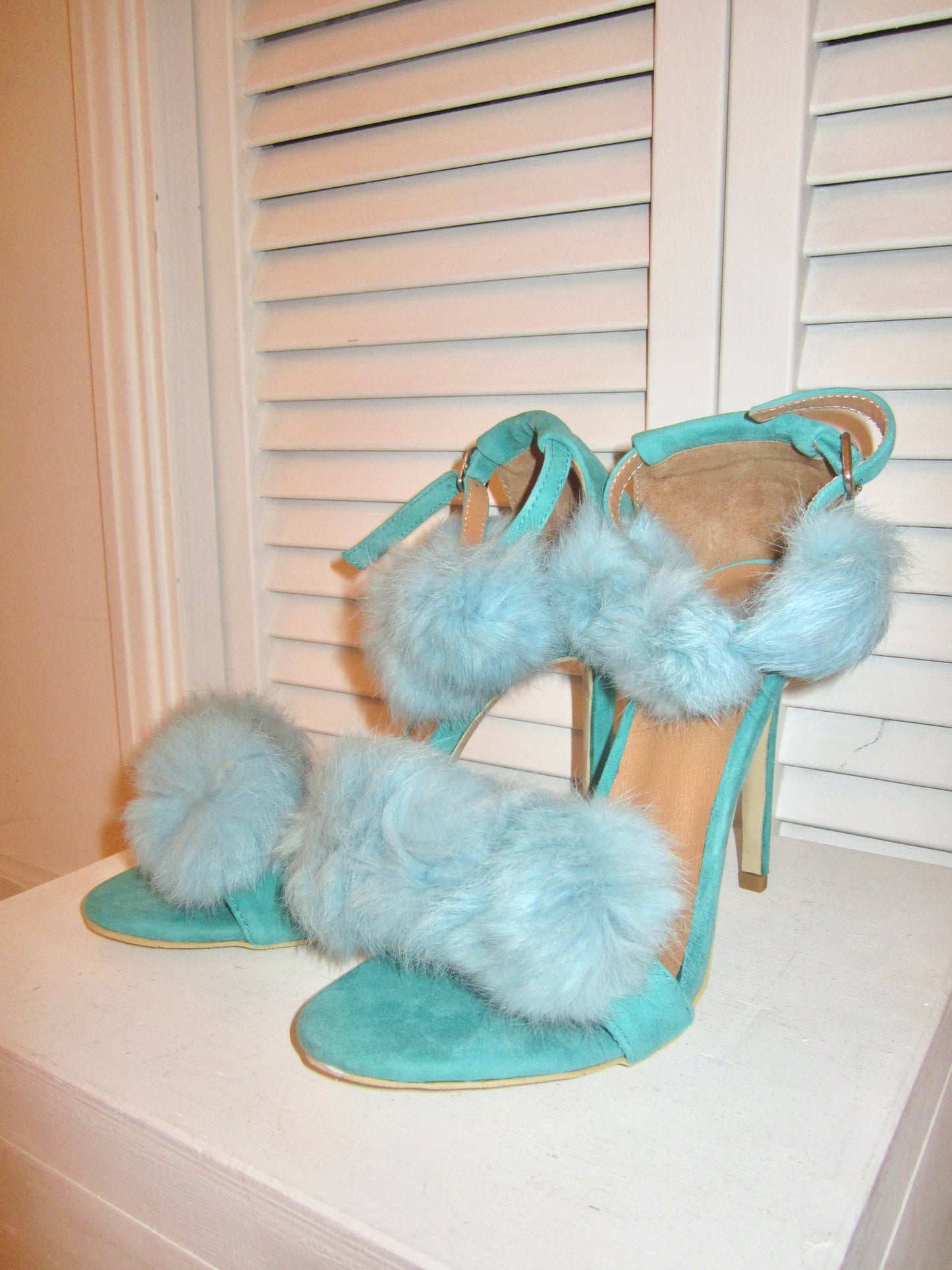 Aqua Fur Sandals