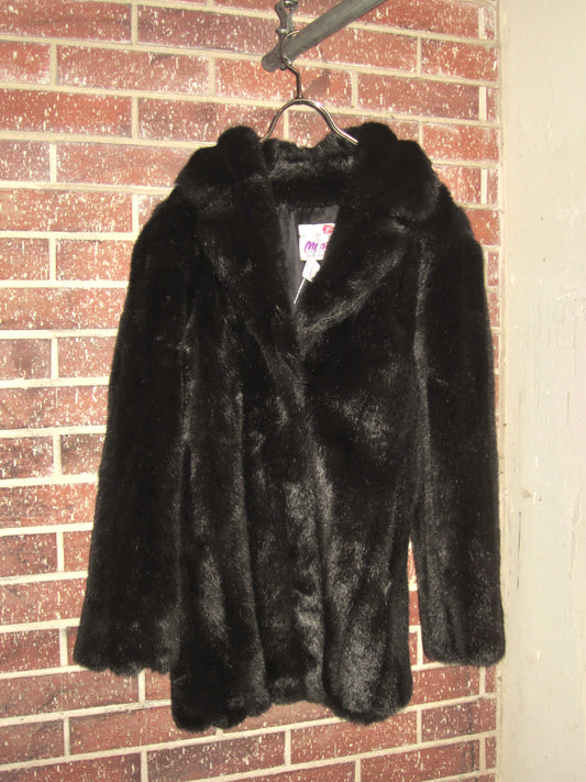 00s US vintage black faux fur coat