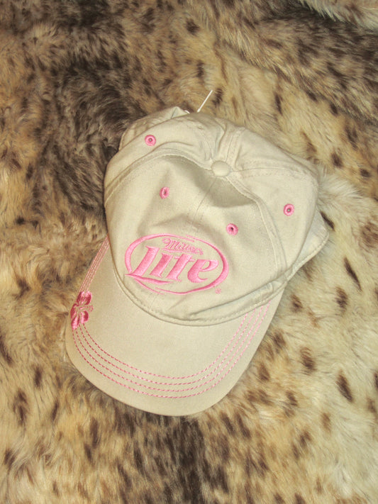 2000s Miller Lite pink and white cap