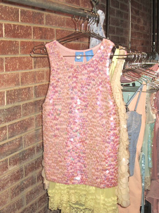 00s pink sequin knit tank
