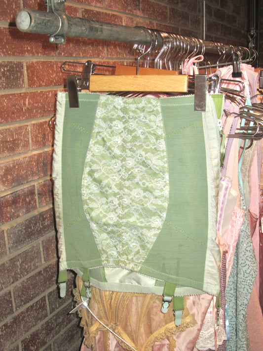 Vintage Green and cream lace corset skirt