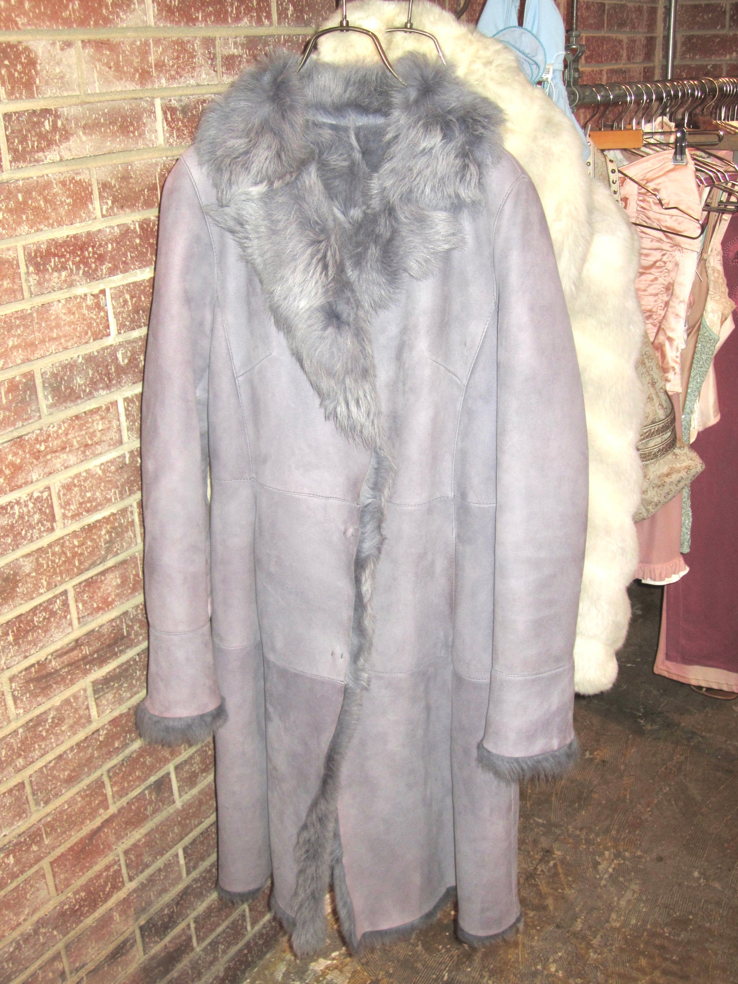 Lilac real mouton long coat