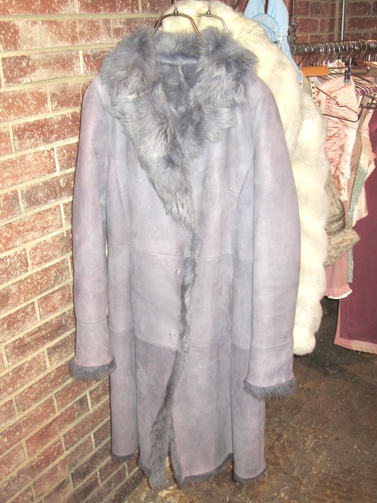 Lilac real mouton long coat