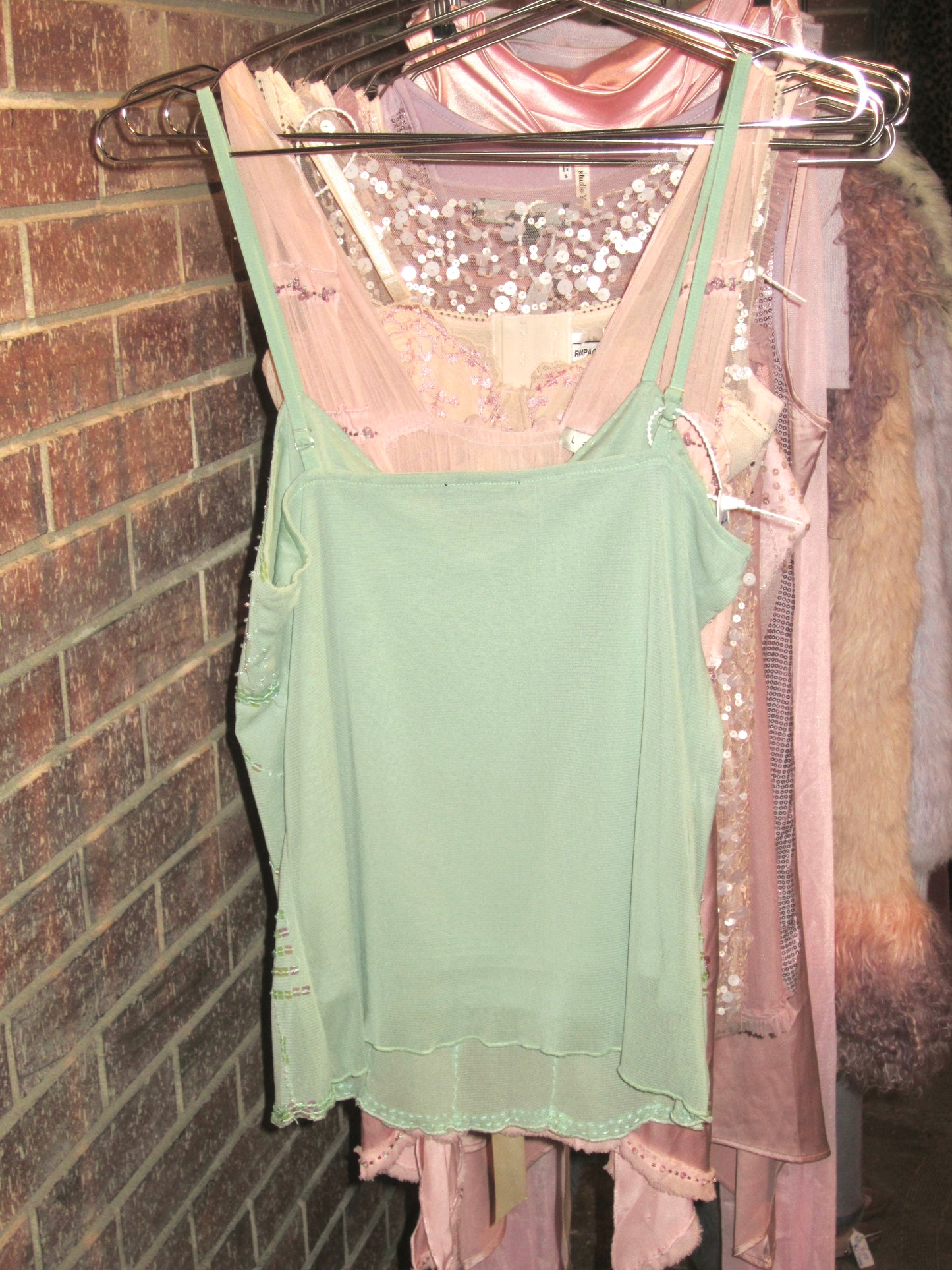 vintage y2k green sequin cami