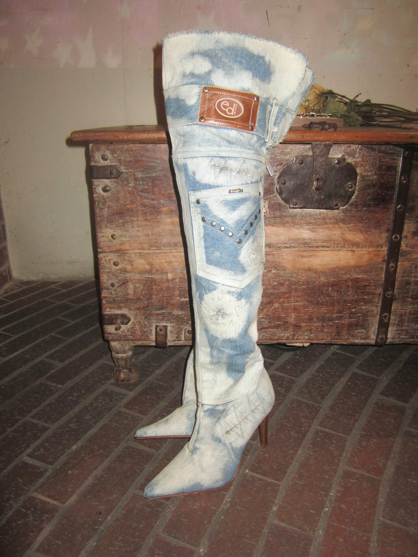 Vintage El Dante’s exclusive denim knee high boots