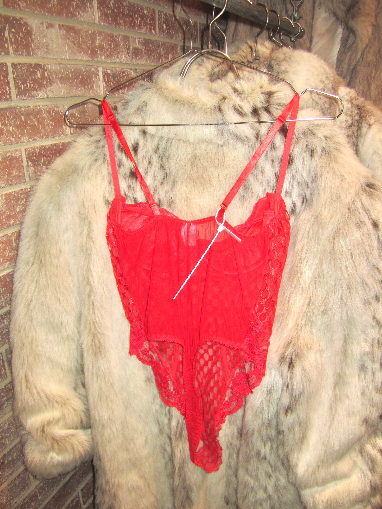 Frederick's of Hollywood Red Scale Lace teddy