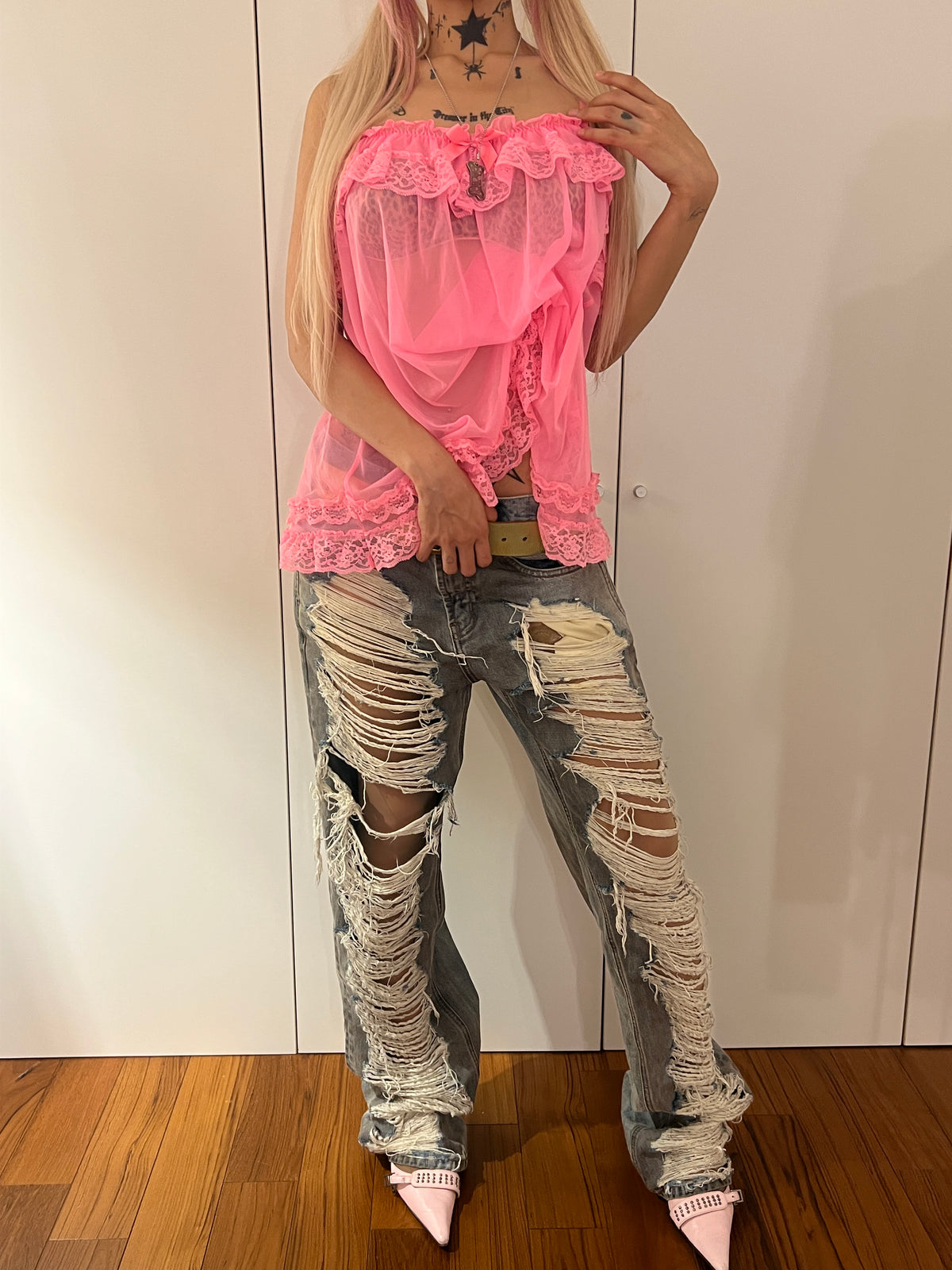 Hot Pink Lace Slip Top