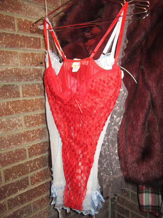 Frederick's of Hollywood Red Scale Lace teddy