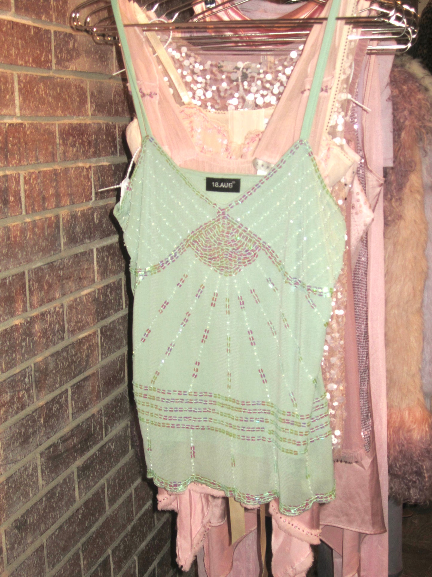 vintage y2k green sequin cami
