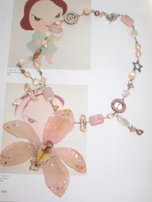 “Peach juice” handmade real flower necklace