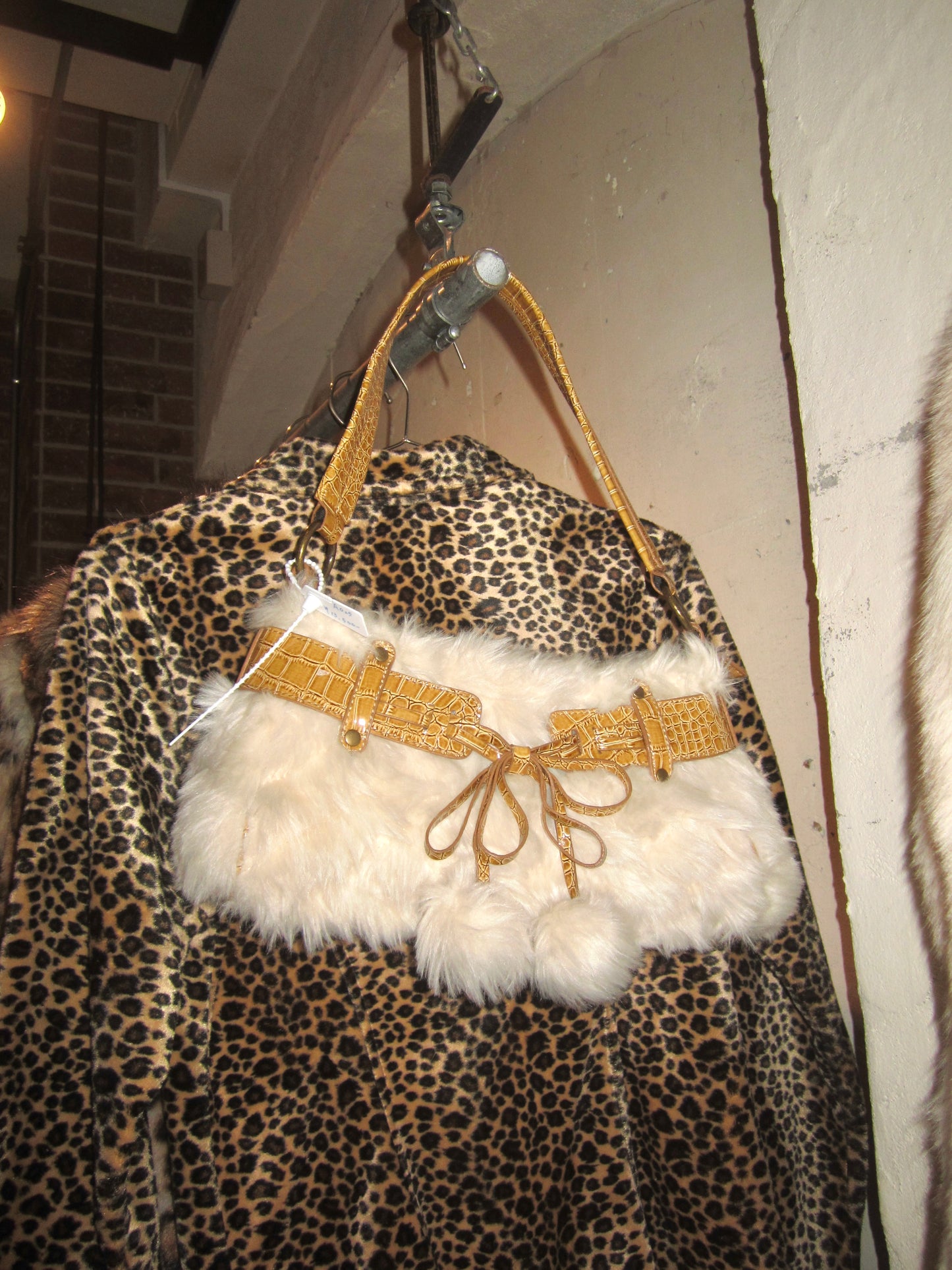 Faux fur croc shoulder bag