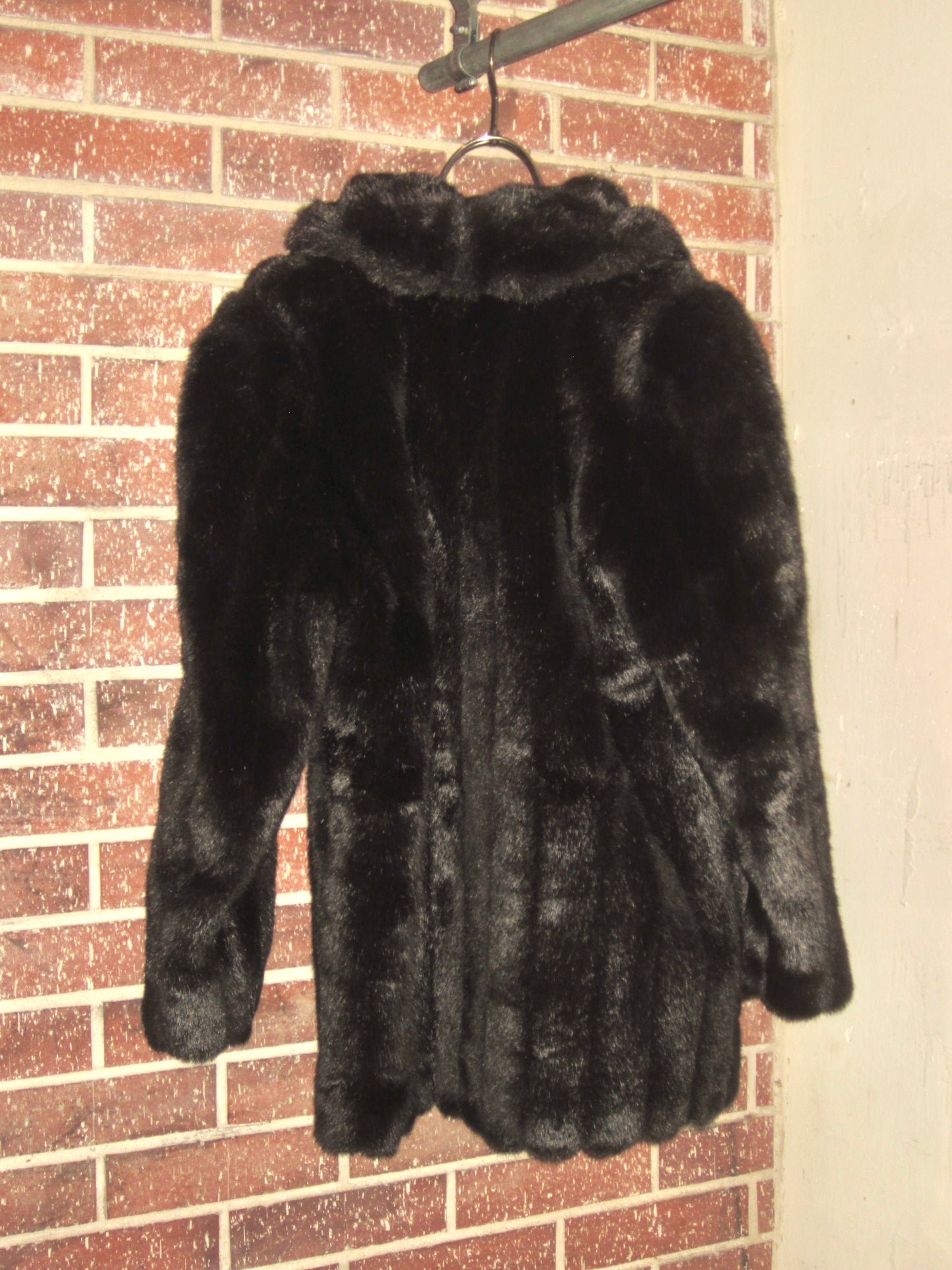 00s US vintage black faux fur coat