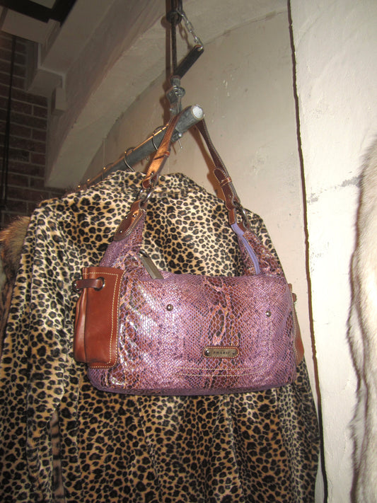 Vintage Sharif Studio Purple Snakeskin Print Shoulder Bag