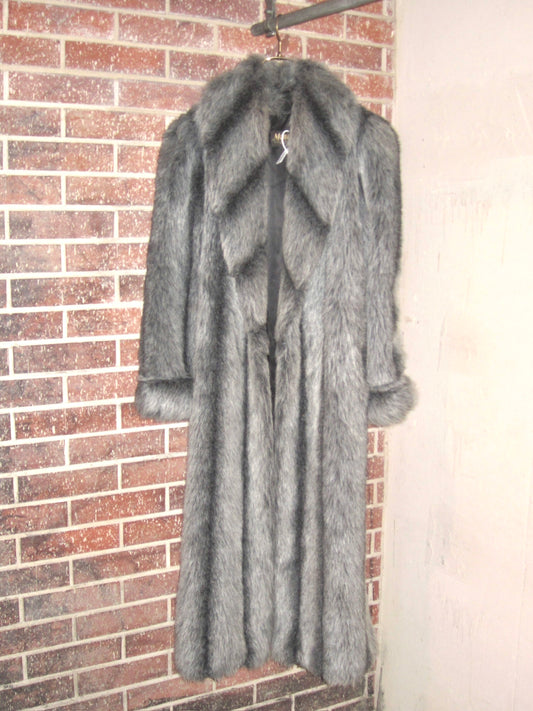 Vintage US black long faux fur coat