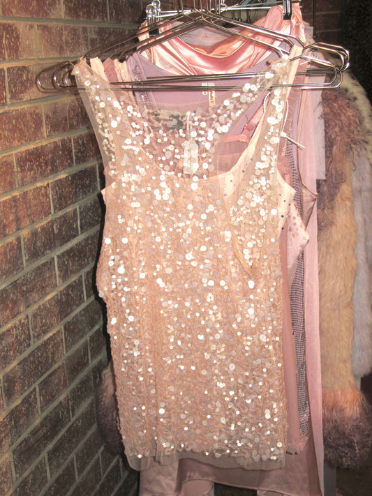 00 pink sheer sequin top