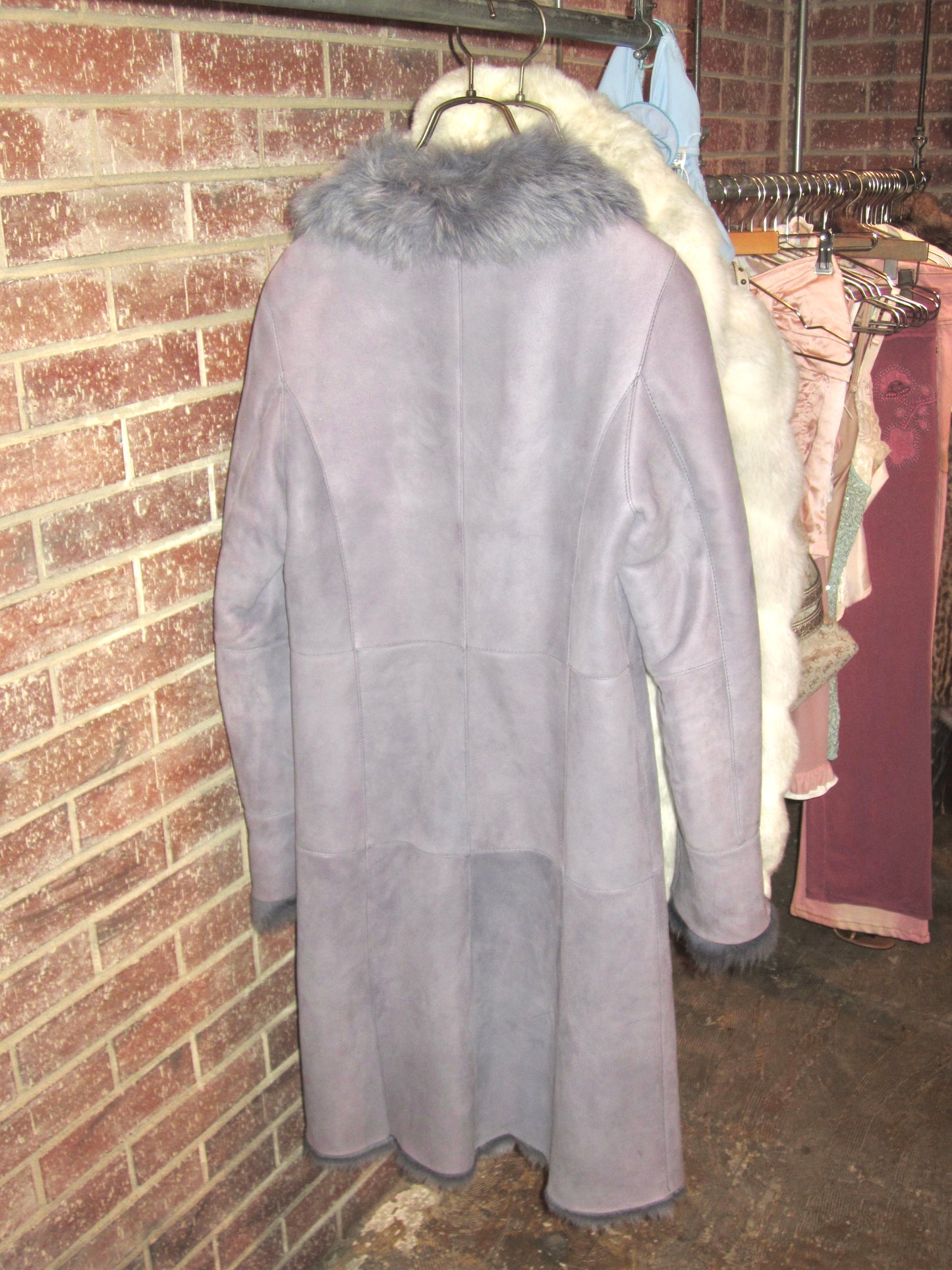 Lilac real mouton long coat