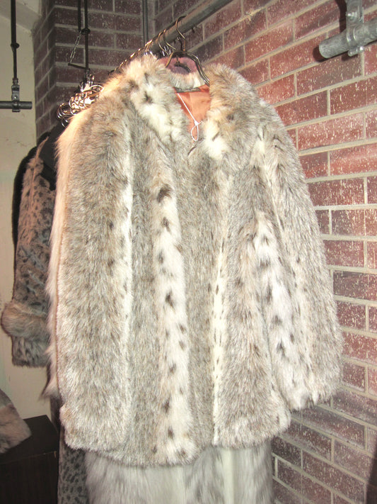 00s US vintage snow leopard faux fur midi coat