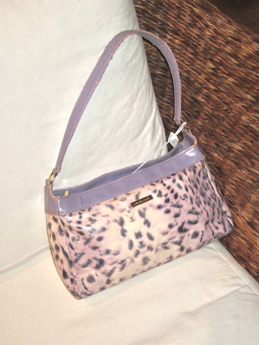 Robert cavalli purple leopard bag