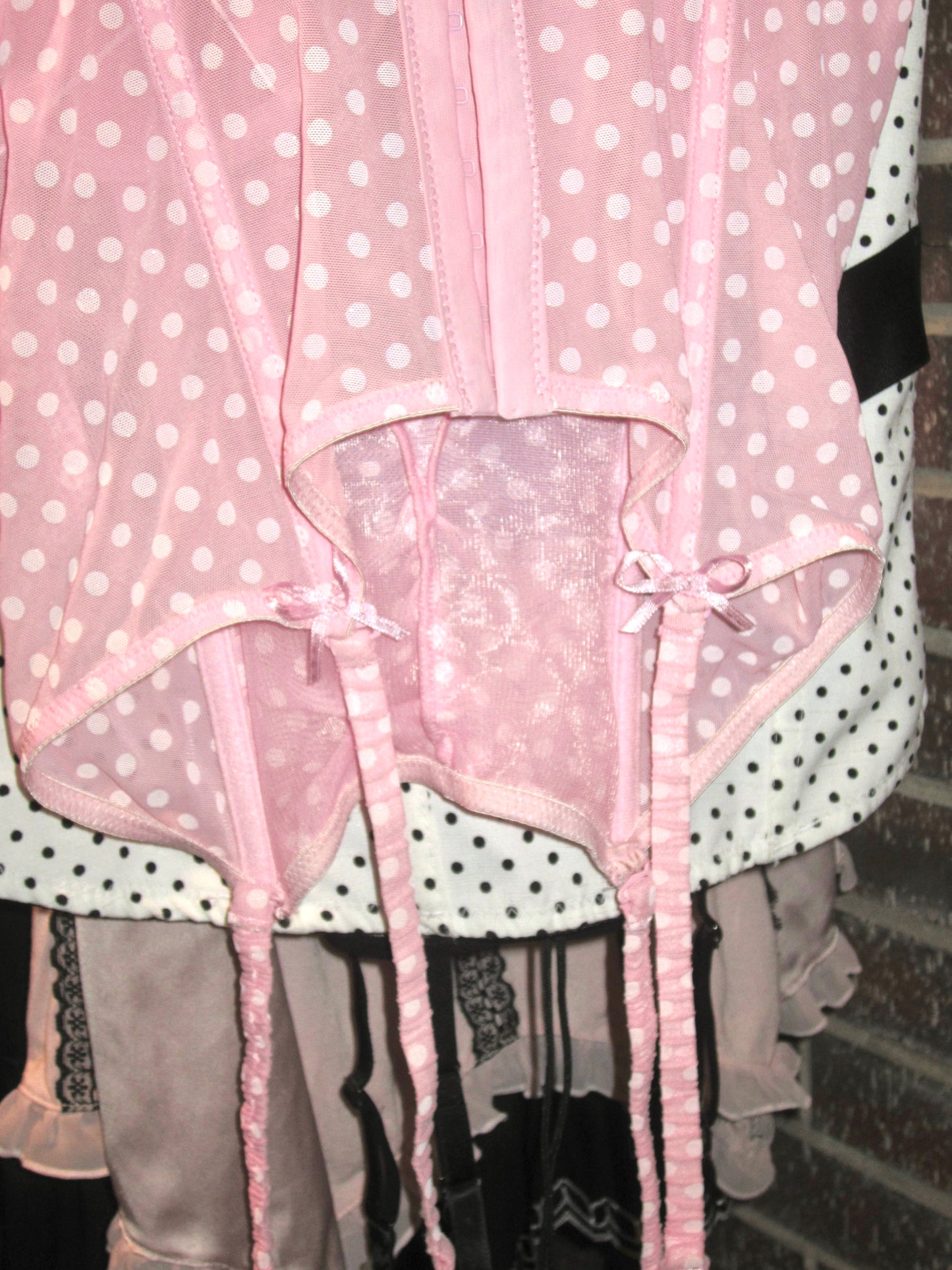 00s pink polka dot corset top