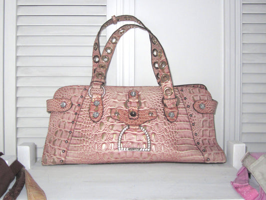00s guess pink metallic croc bag
