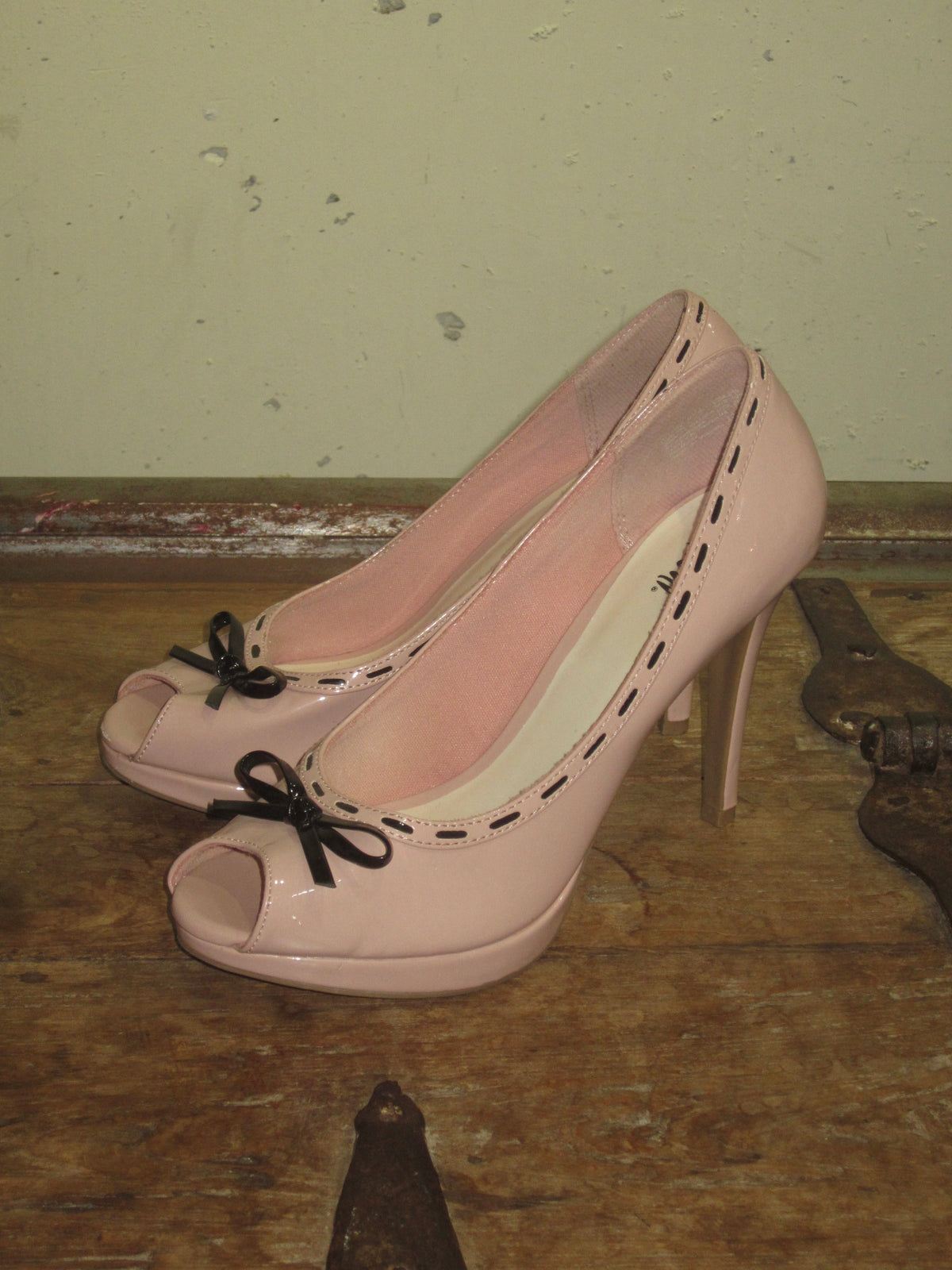 Pink Ribbon Peep Toe Pumps