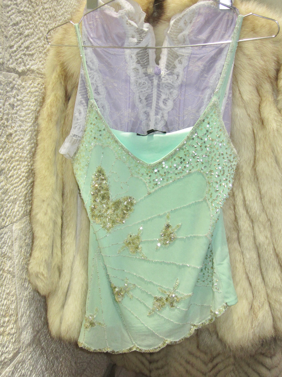 Mint Gold Butterfly Sequin Camisole