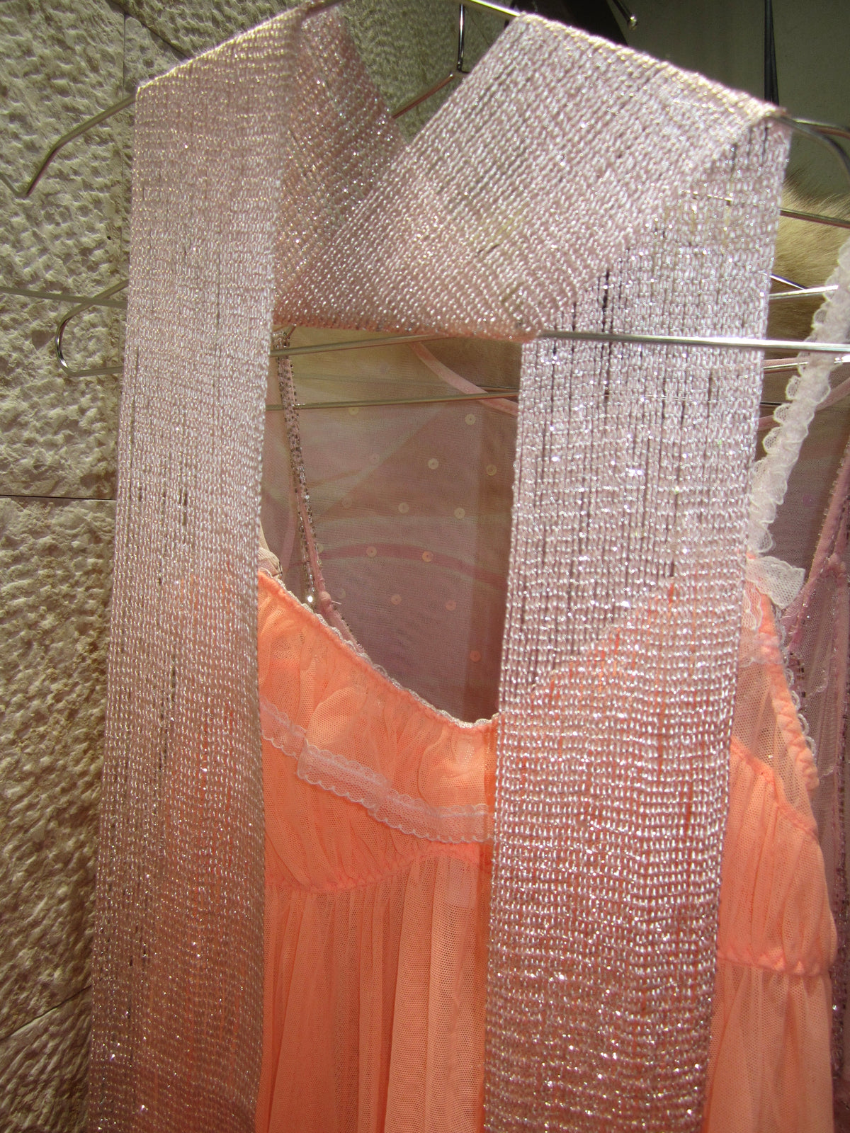 Pink Shimmer Skinny Scarf