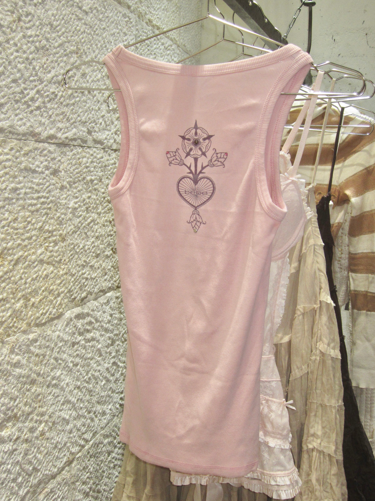 Pink Cherub Cross Stud Tank